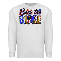 Oatmeal Heather Back the blue with lightning bolt Premium Sweatshirt - Neo Western
