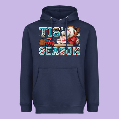 Tis' The Season Baseball Heavyweight Hoodie Designed By Zillion Design Studio