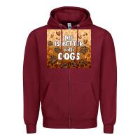 Burgundy life is better with dogs Zipper Hoodie - MaliasSmallBusiness