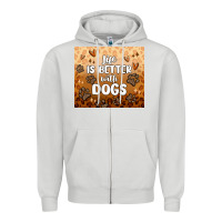 Dove Grey life is better with dogs Zipper Hoodie - MaliasSmallBusiness