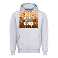 Heather Grey life is better with dogs Zipper Hoodie - MaliasSmallBusiness