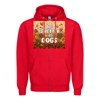 Red life is better with dogs Zipper Hoodie - MaliasSmallBusiness