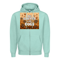 Seafoam life is better with dogs Zipper Hoodie - MaliasSmallBusiness
