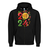 Black happy new year 2024 Zipper Hoodie - MaliasSmallBusiness