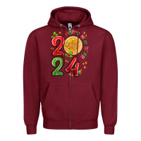 Burgundy happy new year 2024 Zipper Hoodie - MaliasSmallBusiness
