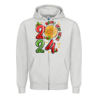 Dove Grey happy new year 2024 Zipper Hoodie - MaliasSmallBusiness