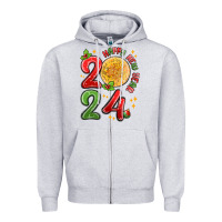 Heather Grey happy new year 2024 Zipper Hoodie - MaliasSmallBusiness
