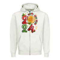 Oatmeal Heather happy new year 2024 Zipper Hoodie - MaliasSmallBusiness