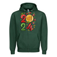 Sports Green happy new year 2024 Zipper Hoodie - MaliasSmallBusiness