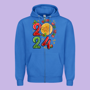 Happy New Year 2024 Zipper Hoodie Designed By Maliassmallbusiness