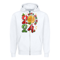 White happy new year 2024 Zipper Hoodie - MaliasSmallBusiness