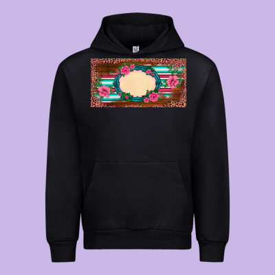 Western Pink Flovers Leopard Serape   License Plate Template Urban Hoodie Designed By Barkaloodesign