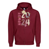 Burgundy howdy 2024 Zipper Hoodie - MaliasSmallBusiness