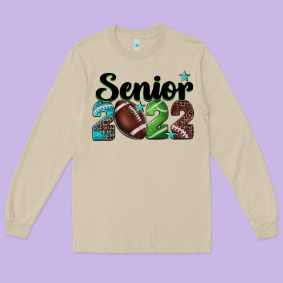 Football Senior 2022 Long Sleeve Tee Designed By Barkaloodesign