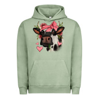 Pigment Oil Green valentines day cow Urban Hoodie - Jasminsmagicworld