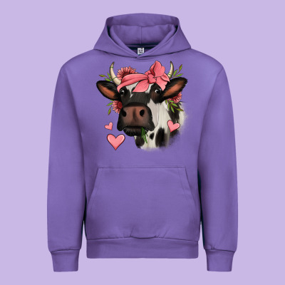 Valentines Day Cow Urban Hoodie Designed By Jasminsmagicworld
