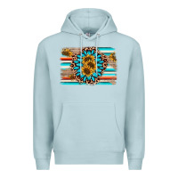 Blue Mist gemstone sunflower background Premium Hoodie - AdoDesignShop