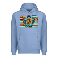 Colony Blue gemstone sunflower background Premium Hoodie - AdoDesignShop