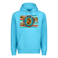 Ocean Blue gemstone sunflower background Premium Hoodie - AdoDesignShop