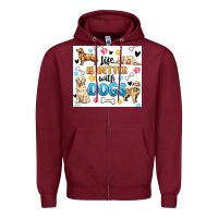 Burgundy life is better with dogs Zipper Hoodie - MaliasSmallBusiness