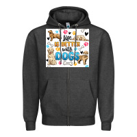 Charcoal Heather life is better with dogs Zipper Hoodie - MaliasSmallBusiness