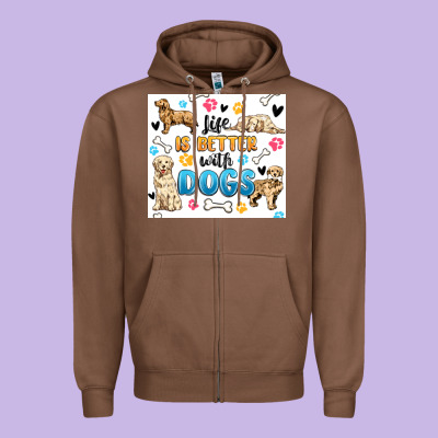 Zipper Hoodie life is better with dogs