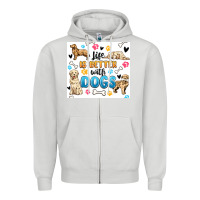 Dove Grey life is better with dogs Zipper Hoodie - MaliasSmallBusiness