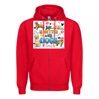 Red life is better with dogs Zipper Hoodie - MaliasSmallBusiness