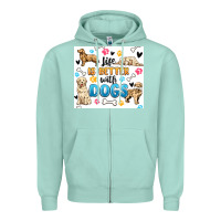 Seafoam life is better with dogs Zipper Hoodie - MaliasSmallBusiness