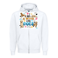White life is better with dogs Zipper Hoodie - MaliasSmallBusiness