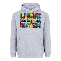 Heather Grey i love someone with autism Heavyweight Hoodie - Zillion Design Studio