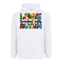 White i love someone with autism Heavyweight Hoodie - Zillion Design Studio