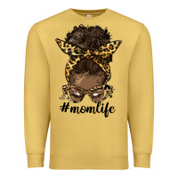 Antique Gold afro messy bun mom life Premium Sweatshirt - HRA Design Shop