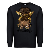 Black afro messy bun mom life Premium Sweatshirt - HRA Design Shop