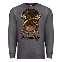 Charcoal Heather afro messy bun mom life Premium Sweatshirt - HRA Design Shop
