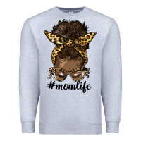Heather Grey afro messy bun mom life Premium Sweatshirt - HRA Design Shop