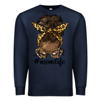 Navy afro messy bun mom life Premium Sweatshirt - HRA Design Shop