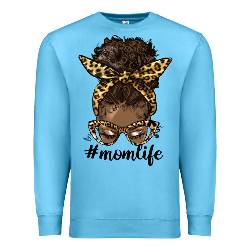 Afro Messy Bun Mom Life Premium Sweatshirt by HRA Design Shop | Teevron
