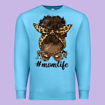 Afro Messy Bun Mom Life Premium Sweatshirt Designed By Hra Design Shop