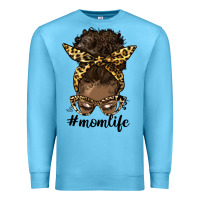 Ocean Blue afro messy bun mom life Premium Sweatshirt - HRA Design Shop