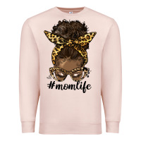 Pale Pink afro messy bun mom life Premium Sweatshirt - HRA Design Shop