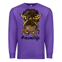 Purple afro messy bun mom life Premium Sweatshirt - HRA Design Shop