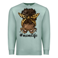 Seafoam afro messy bun mom life Premium Sweatshirt - HRA Design Shop
