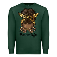 Sports Green afro messy bun mom life Premium Sweatshirt - HRA Design Shop