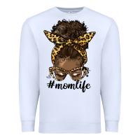 White afro messy bun mom life Premium Sweatshirt - HRA Design Shop