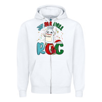 White jingle bell roc Zipper Hoodie - MaliasSmallBusiness