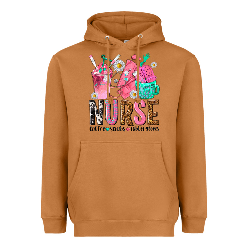Nurse Coffee Scrubs Rubber Gloves Heavyweight Hoodie by texasbilliewilder | Teevron