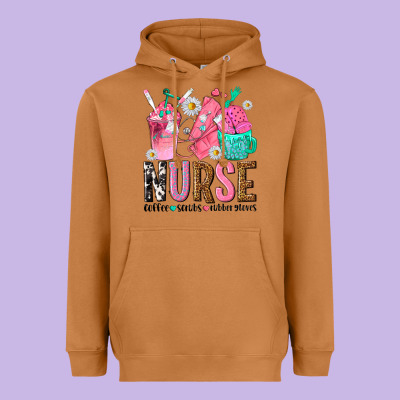 Nurse Coffee Scrubs Rubber Gloves Heavyweight Hoodie Designed By Texasbilliewilder