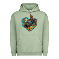 Pigment Oil Green western heart bullfighter  cactus sunflower aztek pattern Urban Hoodie - BarkalooDesign