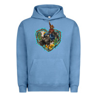 Pigment Pebble Blue western heart bullfighter  cactus sunflower aztek pattern Urban Hoodie - BarkalooDesign